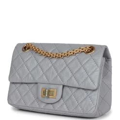 Chanel Mini Reissue 224 2.55 Flap Grey Aged Calfskin Antique Gold Hardware -Online Bag Store C MN255 230628 2 SJ 03