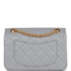 Chanel Mini Reissue 224 2.55 Flap Grey Aged Calfskin Antique Gold Hardware -Online Bag Store C MN255 230628 2 SJ 05