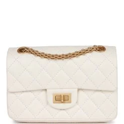 Chanel Mini Reissue 224 2.55 Flap White Aged Calfskin Antique Gold Hardware