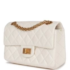 Chanel Mini Reissue 224 2.55 Flap White Aged Calfskin Antique Gold Hardware -Online Bag Store C MN255 230629 1 03