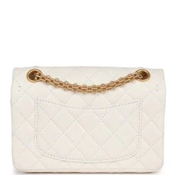Chanel Mini Reissue 224 2.55 Flap White Aged Calfskin Antique Gold Hardware -Online Bag Store C MN255 230629 1 05