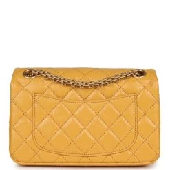Chanel Mini Reissue 224 2.55 Flap Yellow Aged Calfskin Antique Gold Hardware -Online Bag Store C MN255 230718 1 05