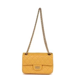 Chanel Mini Reissue 224 2.55 Flap Yellow Aged Calfskin Antique Gold Hardware -Online Bag Store C MN255 230718 1 07