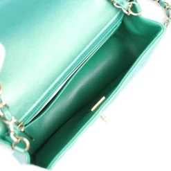 Chanel Mini Classic Rectangular Flap Iridescent Green Lambskin Light Gold Hardware -Online Bag Store C MN255 230828 3 08