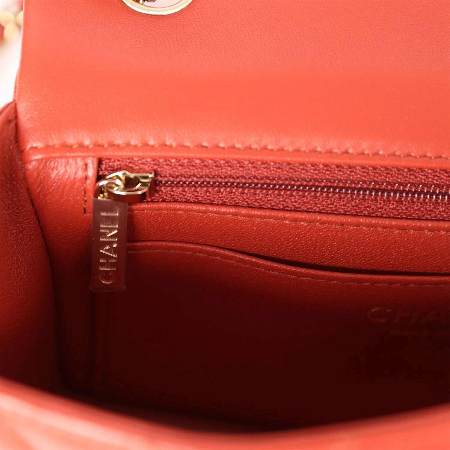 Chanel Mini Classic Rectangular Flap Maroon Lambskin Gold Hardware 12 Chanel Mini Classic Rectangular Flap Maroon Lambskin Gold Hardware - Image 10