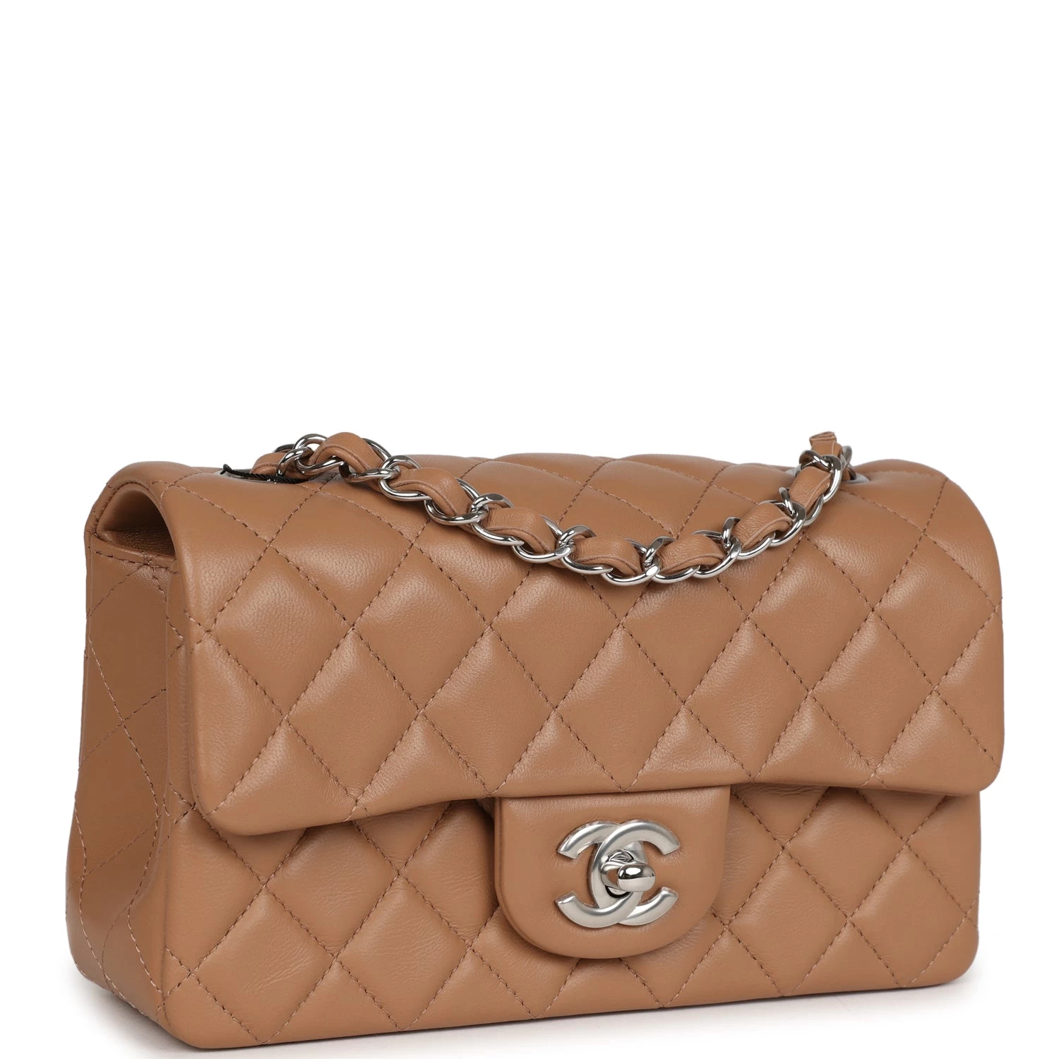 Chanel Mini Rectangular Flap Dark Beige Lambskin Silver Hardware 4 Chanel Mini Rectangular Flap Dark Beige Lambskin Silver Hardware - Image 2
