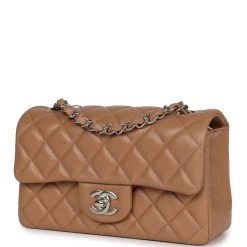 Chanel Mini Rectangular Flap Dark Beige Lambskin Silver Hardware 15 Chanel Mini Rectangular Flap Dark Beige Lambskin Silver Hardware -Online Bag Store C MN255 230928 1 03