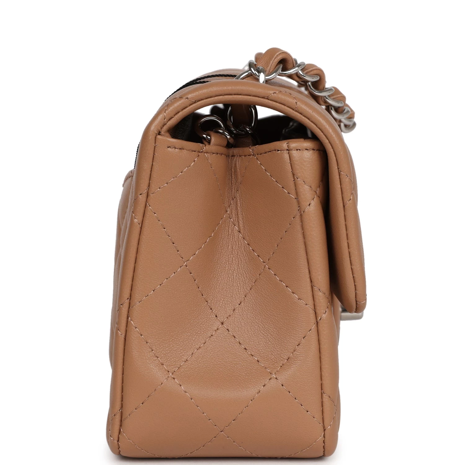 Chanel Mini Rectangular Flap Dark Beige Lambskin Silver Hardware 5 Chanel Mini Rectangular Flap Dark Beige Lambskin Silver Hardware - Image 3