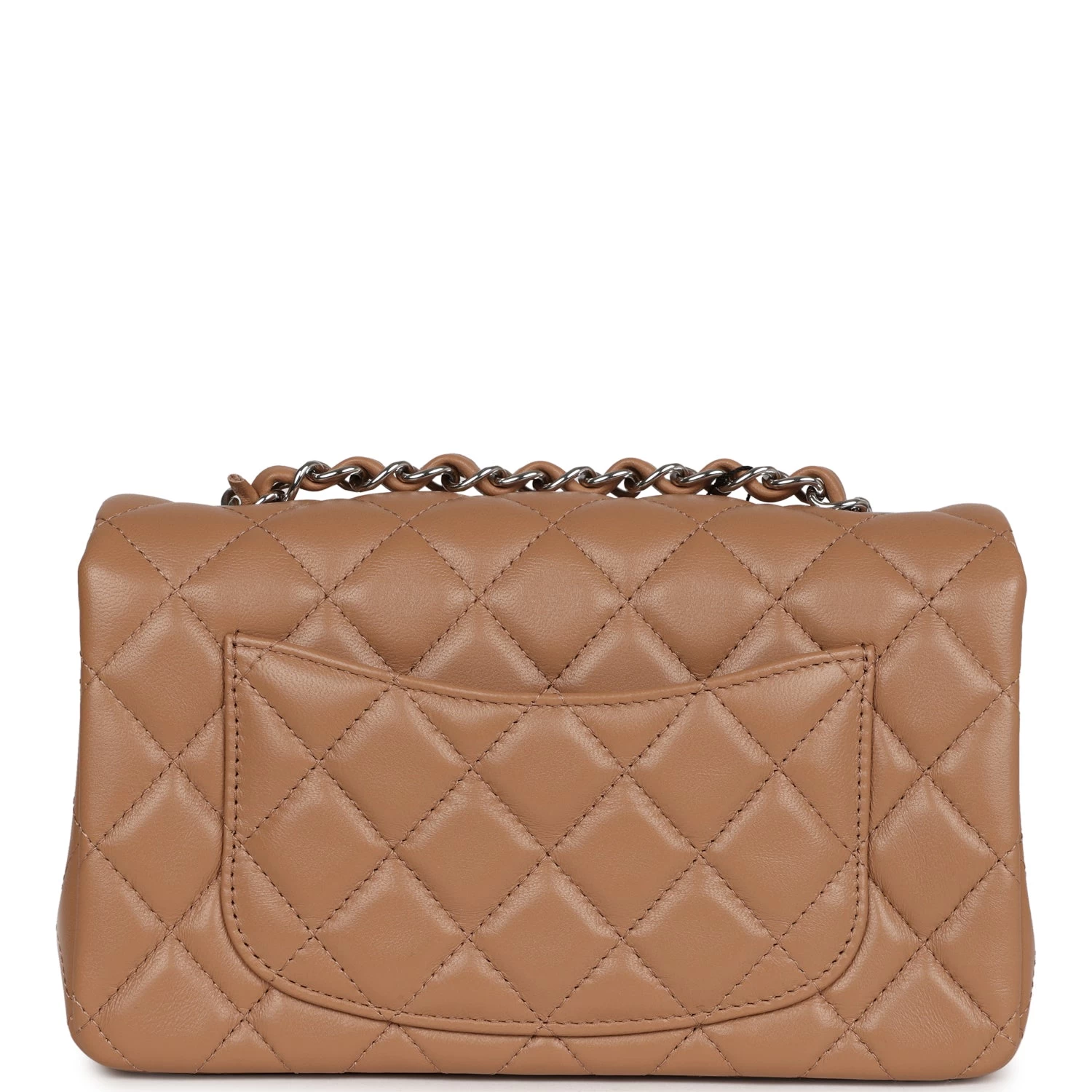 Chanel Mini Rectangular Flap Dark Beige Lambskin Silver Hardware 6 Chanel Mini Rectangular Flap Dark Beige Lambskin Silver Hardware - Image 4