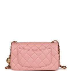 Chanel Pearl Crush Mini Rectangular Flap Dark Pink Lambskin Brushed Gold Hardware -Online Bag Store C MN255 231002 1 05