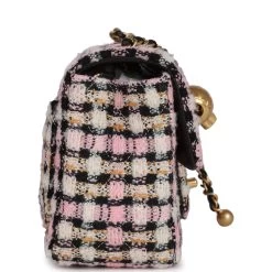 Chanel Pearl Crush Mini Square Flap Bag Pink And Black Tweed Antique Gold Hardware -Online Bag Store C MN255 231030 1 04