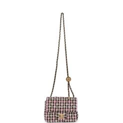 Chanel Pearl Crush Mini Square Flap Bag Pink And Black Tweed Antique Gold Hardware -Online Bag Store C MN255 231030 1 07