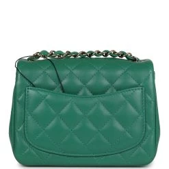 Chanel Mini Square Flap Bag Green Lambskin Gold Hardware -Online Bag Store C MN255 231101 1 05