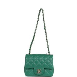 Chanel Mini Square Flap Bag Green Lambskin Gold Hardware -Online Bag Store C MN255 231101 1 07