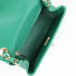 Chanel Mini Square Flap Bag Green Lambskin Gold Hardware -Online Bag Store C MN255 231101 1 09