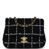 Chanel Pearl Crush Mini Square Flap Bag White And Black Tweed Antique Gold Hardware -Online Bag Store C MN255 231117 1 01