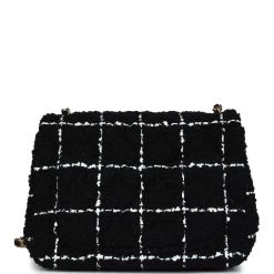 Chanel Pearl Crush Mini Square Flap Bag White And Black Tweed Antique Gold Hardware -Online Bag Store C MN255 231117 1 05