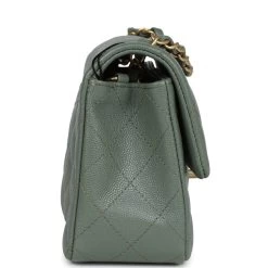 Chanel Mini Rectangular Flap Bag Olive Green Caviar Antique Gold Hardware -Online Bag Store C MN255 231128 1 04