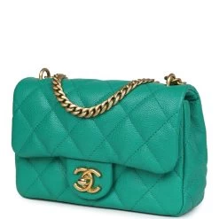 Chanel Sweetheart Crush Mini Rectangular Flap Green Caviar Antique Gold Hardware -Online Bag Store C MN255 240103 2 MB 03