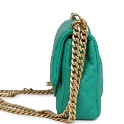 Chanel Sweetheart Crush Mini Rectangular Flap Green Caviar Antique Gold Hardware -Online Bag Store C MN255 240103 2 MB 06