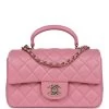Chanel Mini Rectangular Flap Top Handle Dark Pink Lambskin Light Gold Hardware -Online Bag Store C MN255 240104 1 KN 01