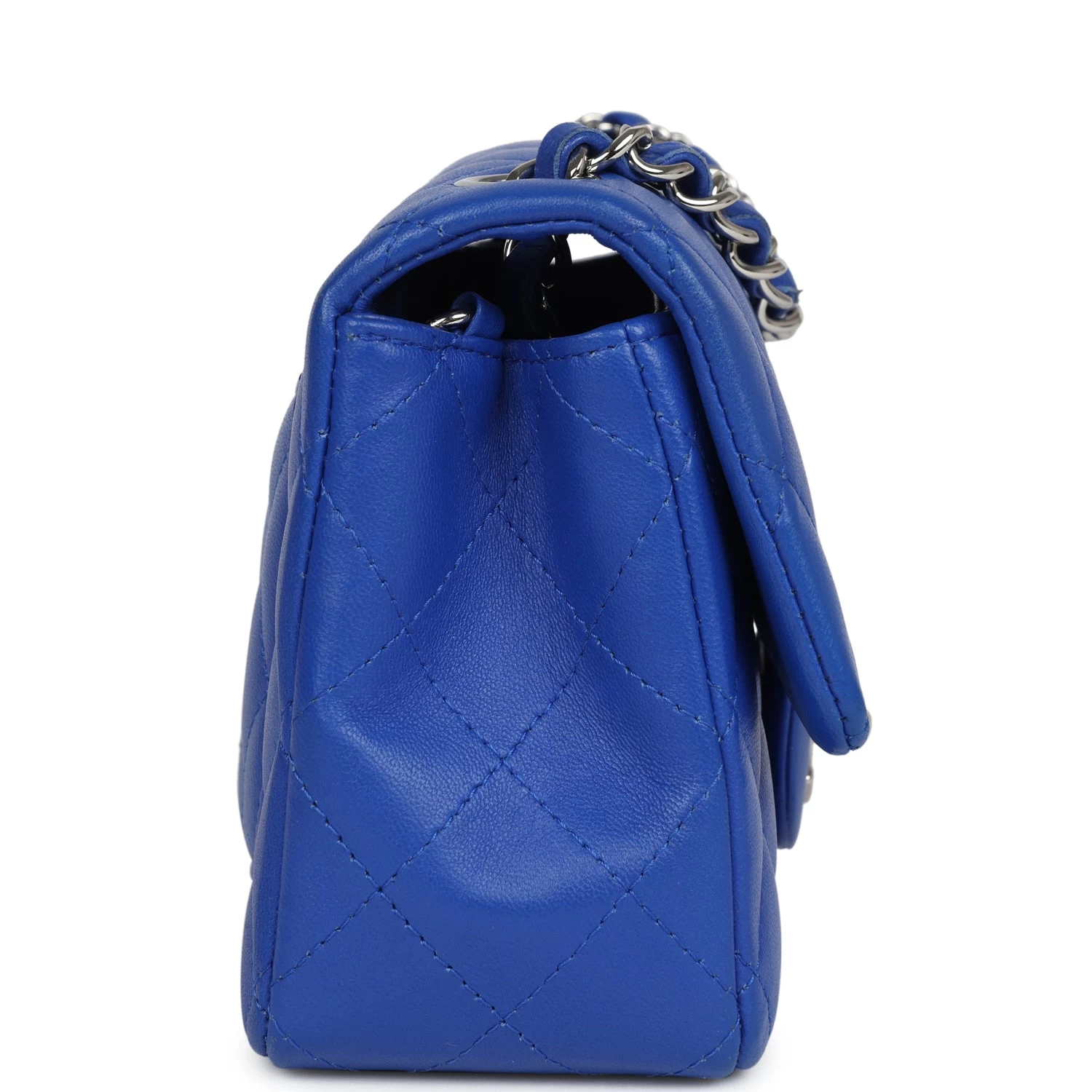 Chanel Mini Rectangular Flap Bag Blue Lambskin Silver Hardware 5 Chanel Mini Rectangular Flap Bag Blue Lambskin Silver Hardware - Image 3