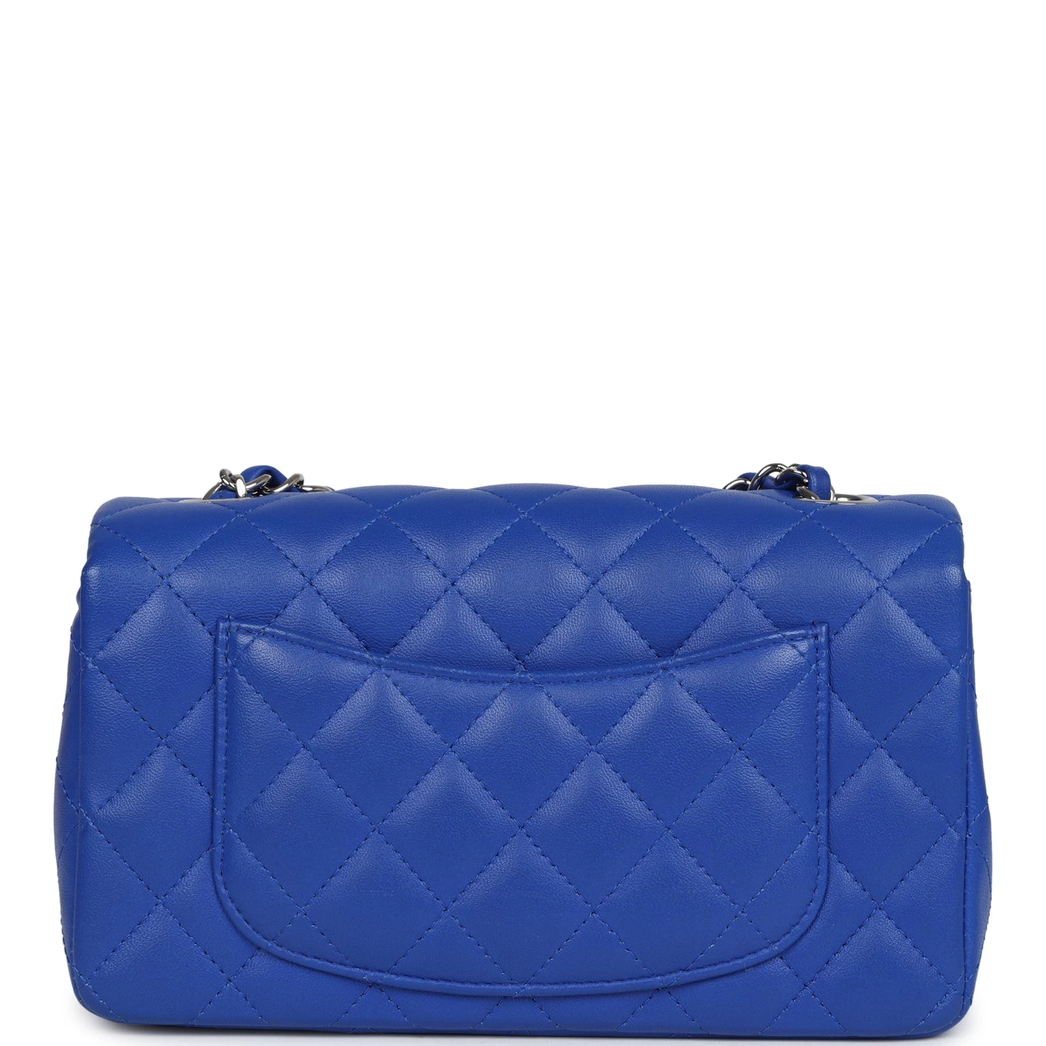 Chanel Mini Rectangular Flap Bag Blue Lambskin Silver Hardware 6 Chanel Mini Rectangular Flap Bag Blue Lambskin Silver Hardware - Image 4