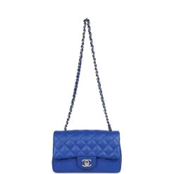 Chanel Mini Rectangular Flap Bag Blue Lambskin Silver Hardware 18 Chanel Mini Rectangular Flap Bag Blue Lambskin Silver Hardware -Online Bag Store C MN255 240117 1 07