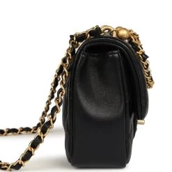 Chanel Mini Square Pearl Crush Flap Bag Black Lambskin Brushed Gold Hardware -Online Bag Store C MN255 240126 1 04