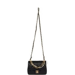 Chanel Mini Square Pearl Crush Flap Bag Black Lambskin Brushed Gold Hardware -Online Bag Store C MN255 240126 1 07
