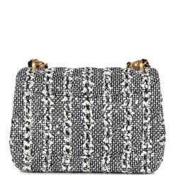 Chanel Mini Square Pearl Flap Bag Black And White Sequin Tweed Brushed Gold Hardware -Online Bag Store C MN255 240126 2 05