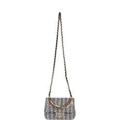 Chanel Mini Square Pearl Flap Bag Black And White Sequin Tweed Brushed Gold Hardware -Online Bag Store C MN255 240126 2 07
