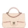 Chanel Mini Rectangular Top Handle Flap Pink And White Tweed Light Gold Hardware -Online Bag Store C MN255 240201 1 01