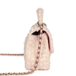 Chanel Mini Rectangular Top Handle Flap Pink And White Tweed Light Gold Hardware -Online Bag Store C MN255 240201 1 04