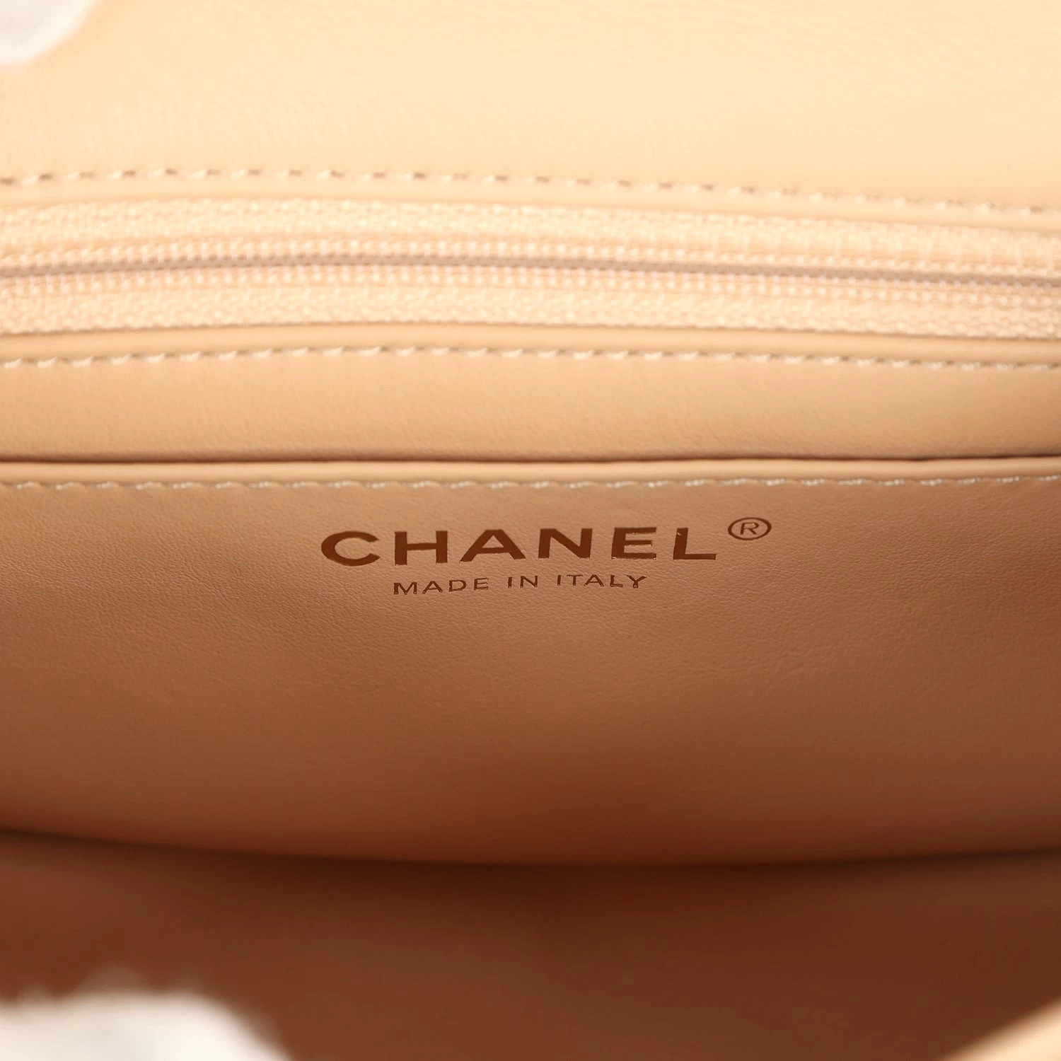 Chanel Mini Square Pearl Crush Flap Bag Beige Lambskin Aged Gold Hardware 12 Chanel Mini Square Pearl Crush Flap Bag Beige Lambskin Aged Gold Hardware - Image 10