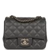Chanel Mini Square Flap Bag Dark Grey Lambskin Light Gold Hardware -Online Bag Store C MN255 240205 2 01