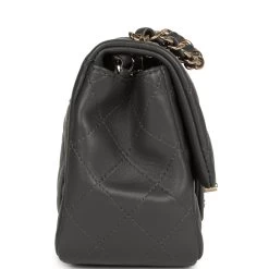 Chanel Mini Square Flap Bag Dark Grey Lambskin Light Gold Hardware -Online Bag Store C MN255 240205 2 04