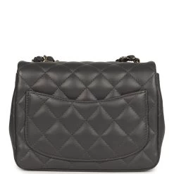 Chanel Mini Square Flap Bag Dark Grey Lambskin Light Gold Hardware -Online Bag Store C MN255 240205 2 05