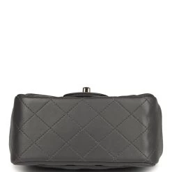 Chanel Mini Square Flap Bag Dark Grey Lambskin Light Gold Hardware -Online Bag Store C MN255 240205 2 06