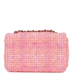 Chanel Mini Rectangular Flap Orange And Pink Tweed Gold Hardware -Online Bag Store C MN255 240206 1 05