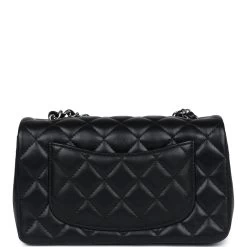 Chanel Mini Rectangular Flap Black Lambskin Silver Hardware -Online Bag Store C MN255 240212 1 05