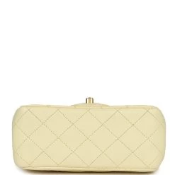 Chanel Camellia Crush Mini Square Flap Yellow Lambskin Antique Gold Hardware -Online Bag Store C MN255 240216 2 06
