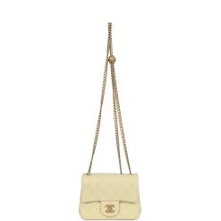 Chanel Camellia Crush Mini Square Flap Yellow Lambskin Antique Gold Hardware -Online Bag Store C MN255 240216 2 07