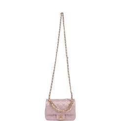 Chanel Mini Square Pearl Flap Bag Light Pink Iridescent Lambskin Brushed Gold Hardware -Online Bag Store C MN255 240216 4 07