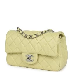 Chanel Mini Rectangular Flap Lime Lambskin Silver Hardware 16 Chanel Mini Rectangular Flap Lime Lambskin Silver Hardware -Online Bag Store C MN255 240221 1 03