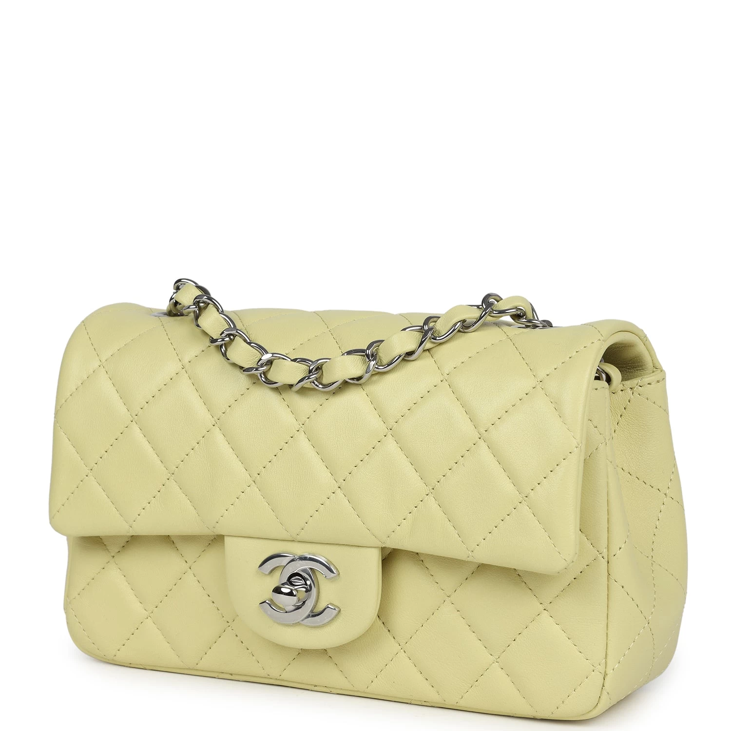 Chanel Mini Rectangular Flap Lime Lambskin Silver Hardware 7 Chanel Mini Rectangular Flap Lime Lambskin Silver Hardware - Image 5
