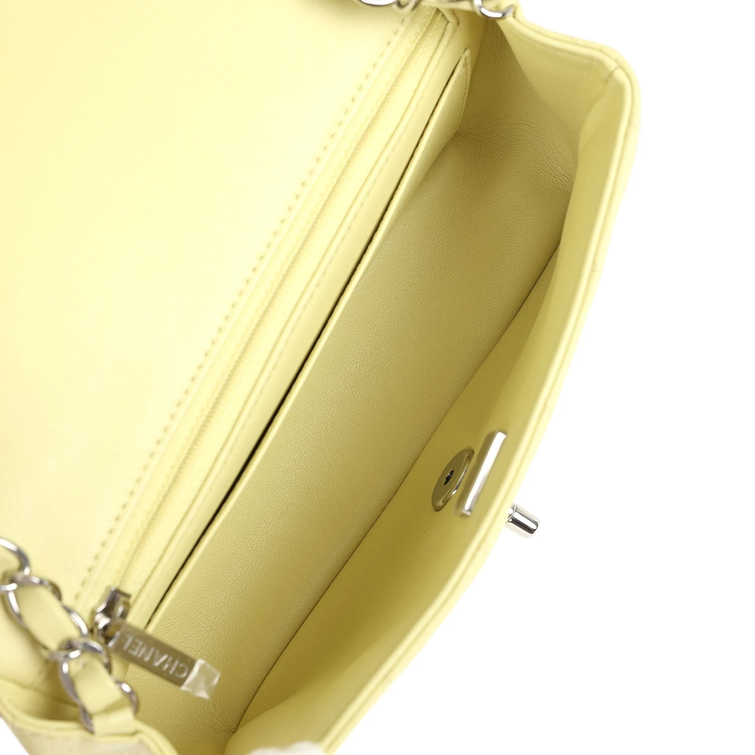 Chanel Mini Rectangular Flap Lime Lambskin Silver Hardware 10 Chanel Mini Rectangular Flap Lime Lambskin Silver Hardware - Image 8