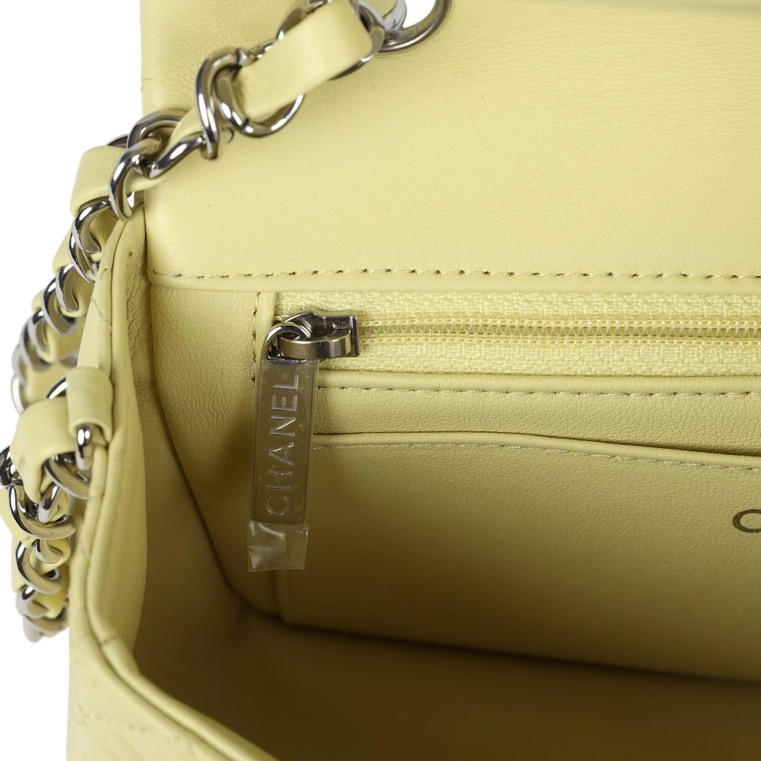 Chanel Mini Rectangular Flap Lime Lambskin Silver Hardware 12 Chanel Mini Rectangular Flap Lime Lambskin Silver Hardware - Image 10