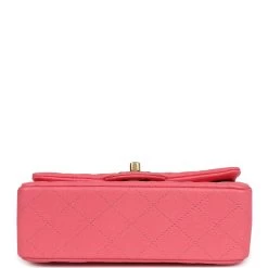 Pre-owned Chanel Mini Rectangular Flap With Top Handle Hot Pink Caviar Antique Gold Hardware -Online Bag Store C MN255 240227 1 06
