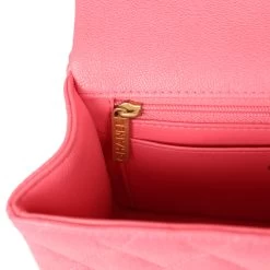 Pre-owned Chanel Mini Rectangular Flap With Top Handle Hot Pink Caviar Antique Gold Hardware -Online Bag Store C MN255 240227 1 10